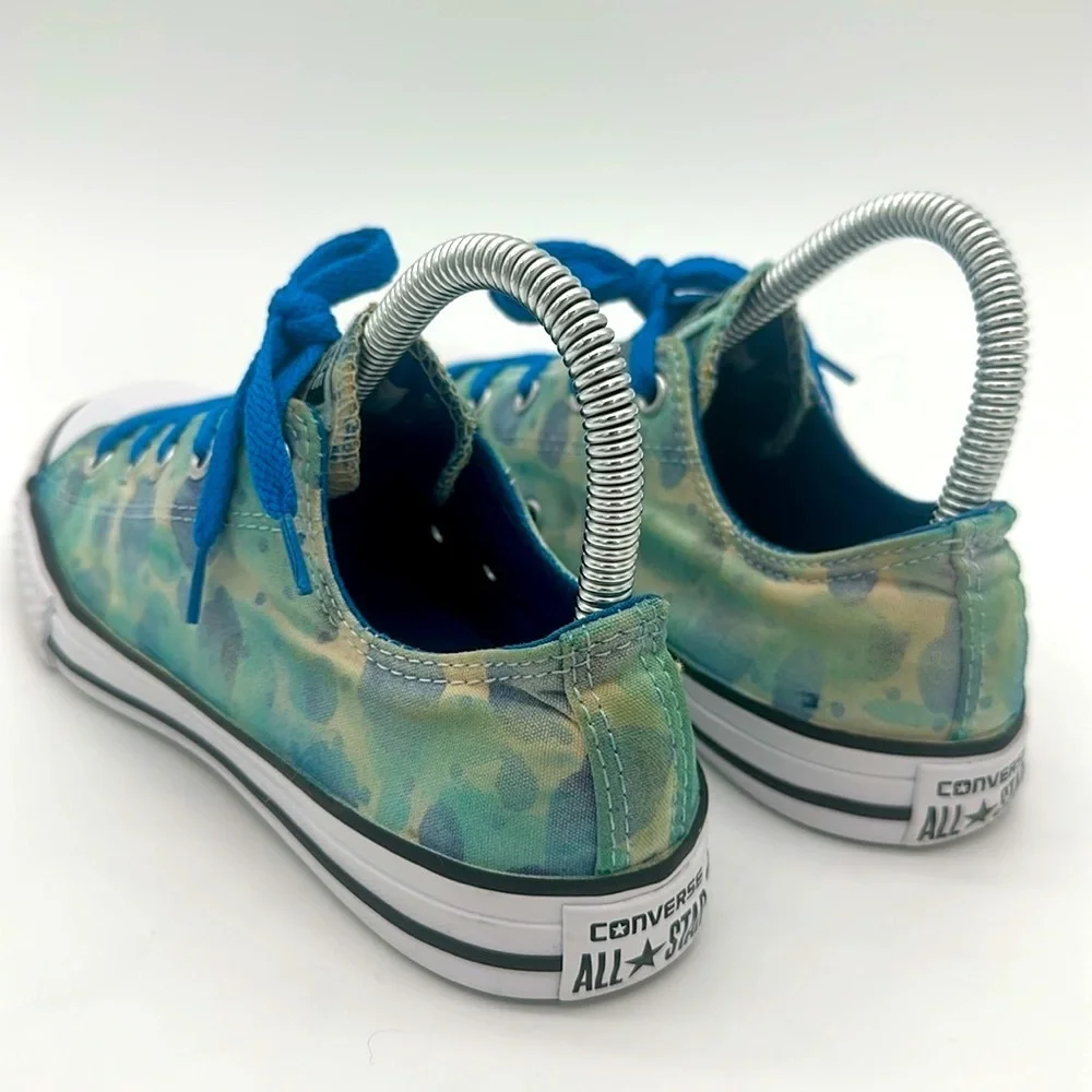 Converse 656081 F All Star Low Top Blue Green Multicolor Sneakers Junior Size 4